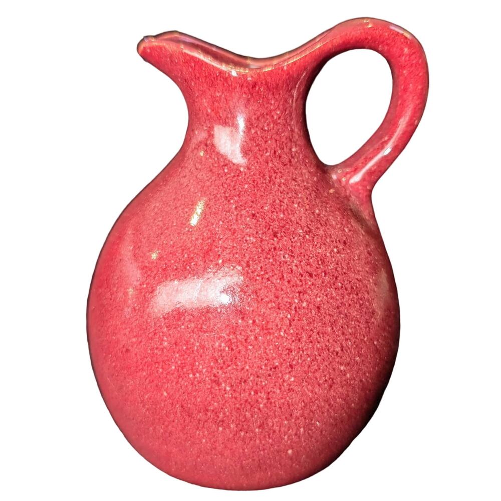 Vintage Dryden Original Pottery Art Pitcher Small Vase Red Maroon 5 inches Tall